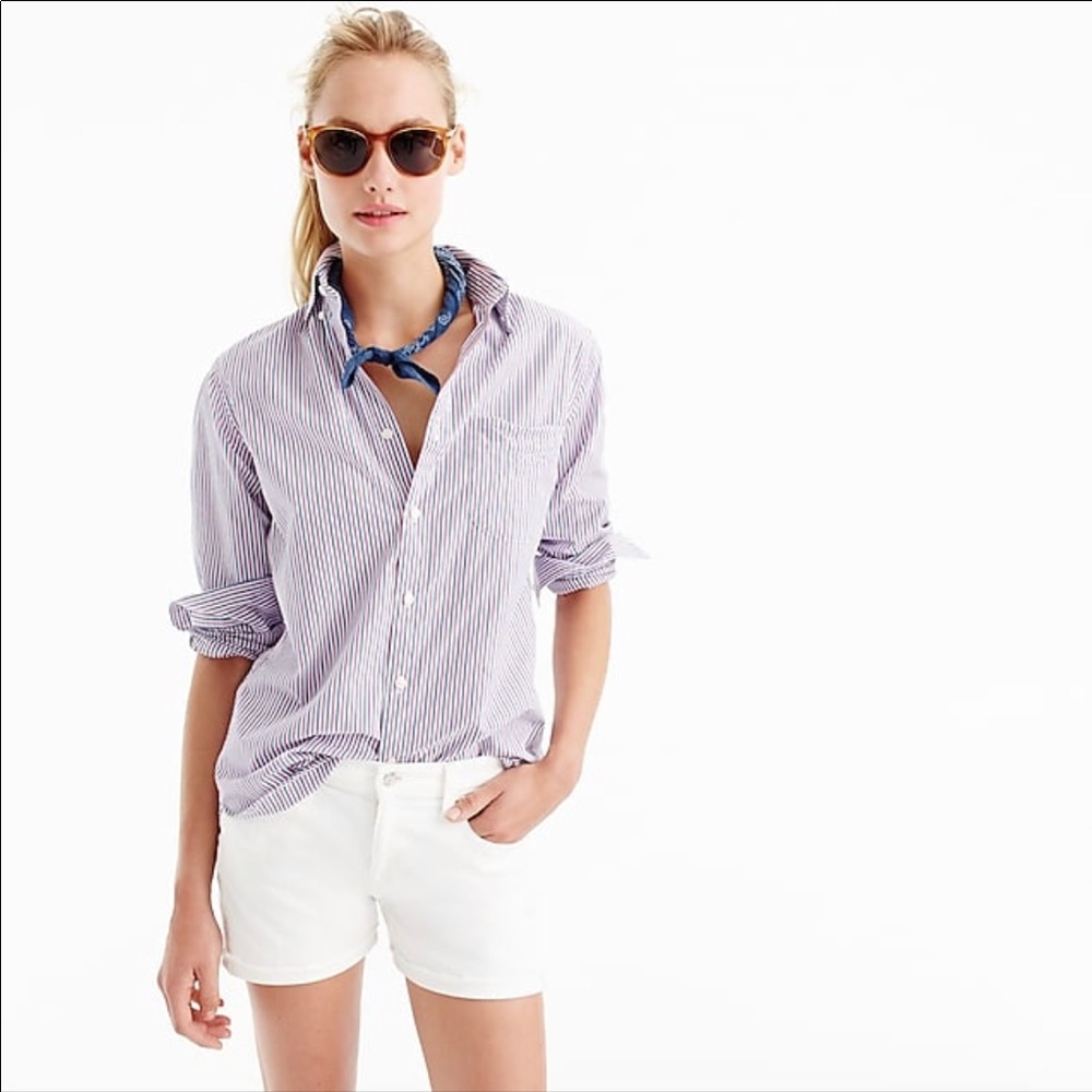 J.crew ivory white cuffed jean shorts 28 stretch